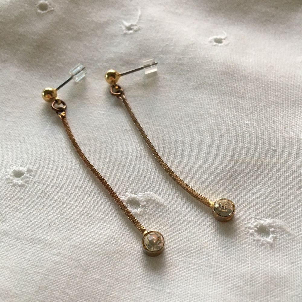 🌼Gold chain dangle earrings with rhinestone